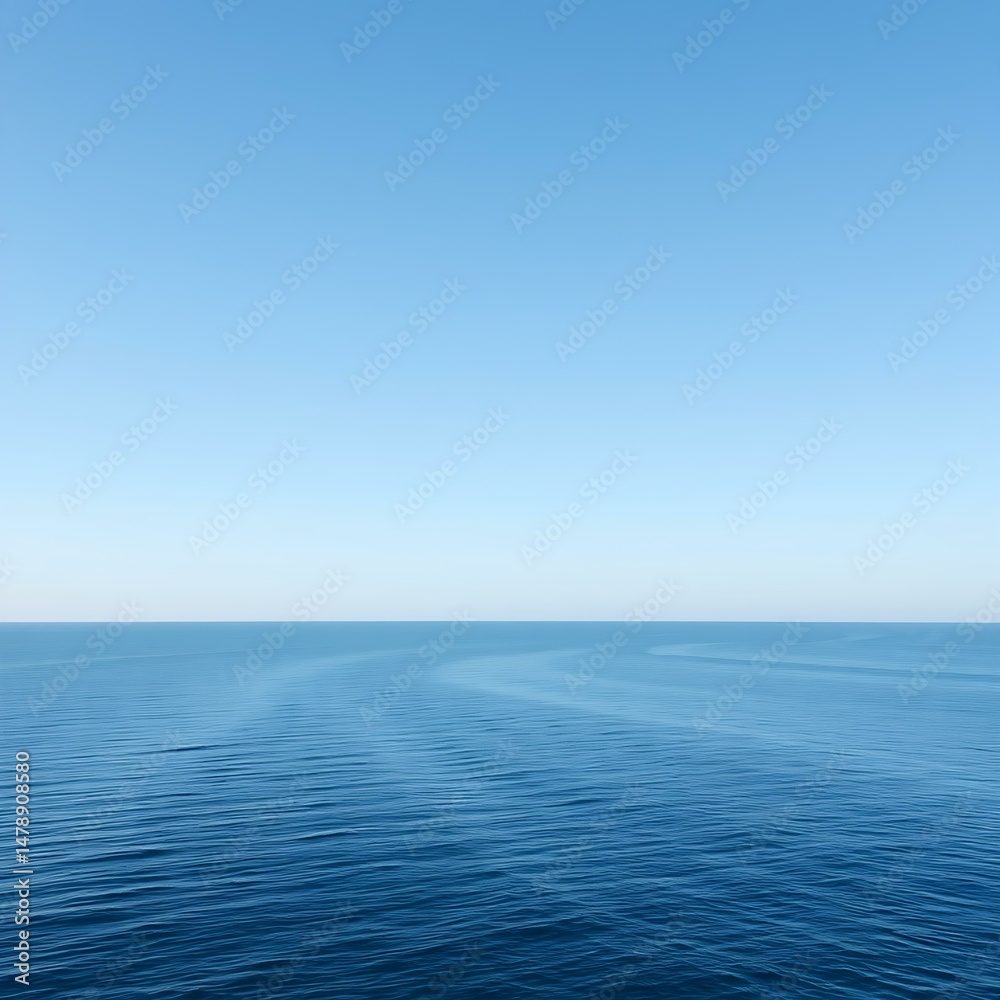 Obraz premium Minimalist sea horizon line with clear sky and smooth water