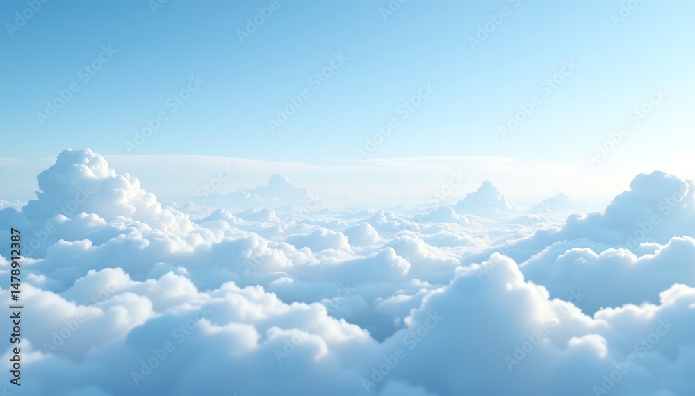 Fototapeta premium Vast sky filled with fluffy, white clouds.