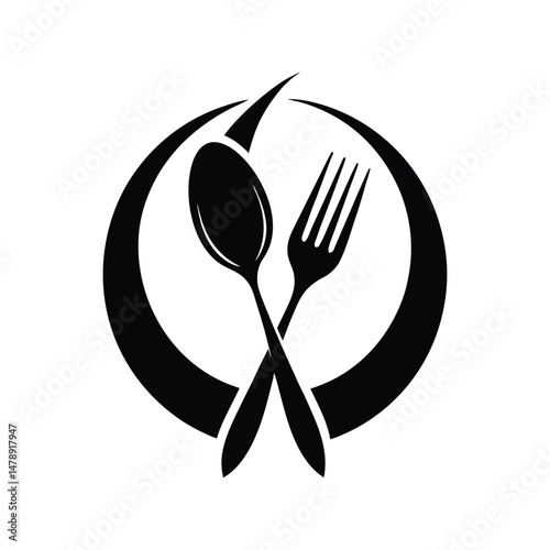 Fork and Spoon Silhouette – Food Icon for Culinary Design