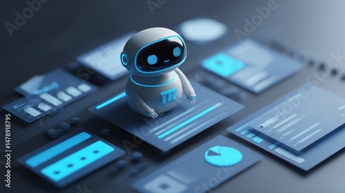 Wallpaper Mural AI Robot Analyzing Data: Futuristic Technology and Digital Analytics Torontodigital.ca