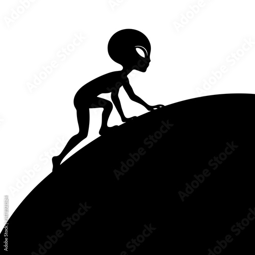 Alien Climbing a Planet