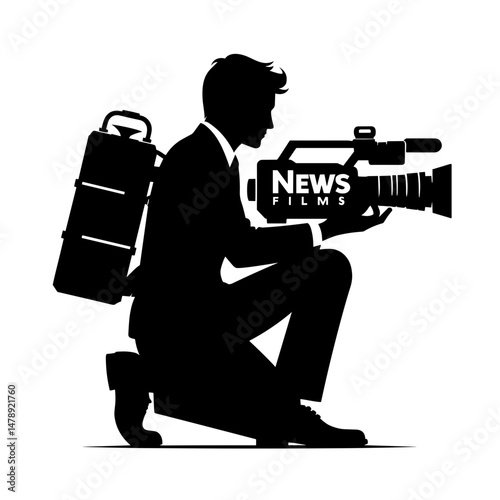 Cameraman filming with news camera