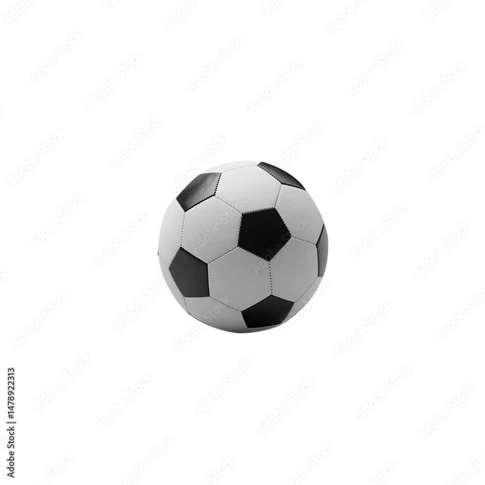 Obraz premium A classic black and white football isolated on pure white background with realistic texture