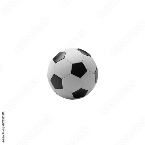 A classic black and white football isolated on pure white background with realistic texture photo