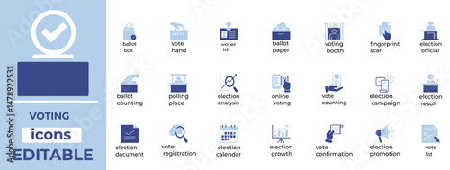 Clean voting icons for elections, campaigns, and civic design—perfect for political, legal, and public engagement projects.
