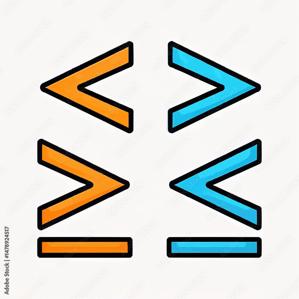Flat Vector Icons of Comparison Signs Flat Vector Icons of Comparison Signs