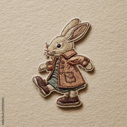 an all-over embroided patch featuring a cartoon bunny