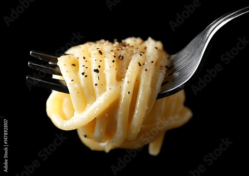 Forkful of Cacio e Pepe Pasta.