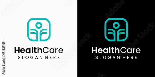 Medical cross vector logo design of person shape with modern, simple, clean and abstract style. Icon for business, health care and personal branding.
