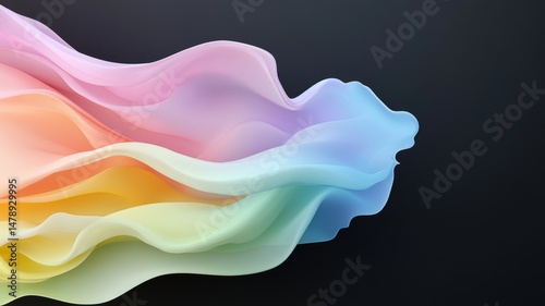 Abstract Flowing Pastel Fabric with Gradient Colors on Dark Background abstract flowing fabric soft