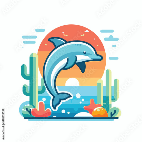 dolphin, nature, sea, ocean, fish, animal, aquatic, mammal, marine, water, blue, underwater, life, wild, swim, vector, isolated, wildlife, background, illustration, cute, fin, aquarium, fun, whale, gr