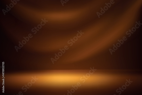 Warm dramatic spotlight over dark amber background stage