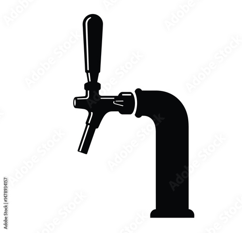 Beer tap silhouette. This image shows a beer tap silhouette, also known as a draft beer faucet or beer dispenser. Vector clipart illustration design.
