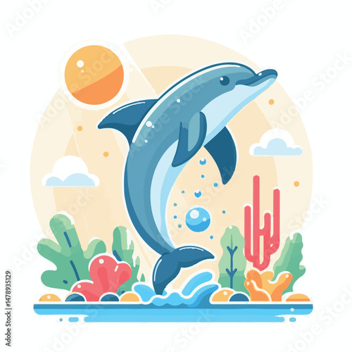 dolphin, nature, sea, ocean, fish, animal, aquatic, mammal, marine, water, blue, underwater, life, wild, swim, vector, isolated, wildlife, background, illustration, cute, fin, aquarium, fun, whale, gr