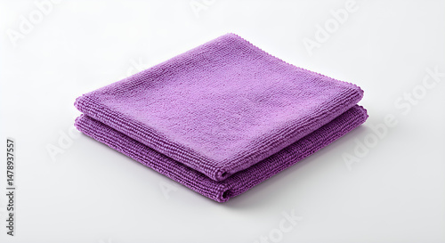 Microfiber cleaning cloth folded neatly, centered on white surface
