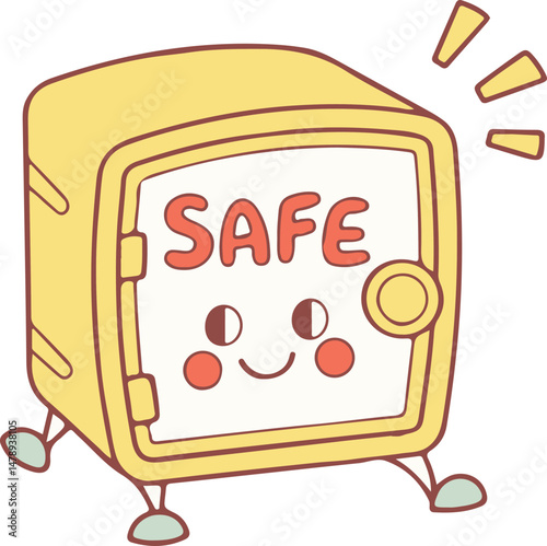 Hand-drawn cartoon safe illustration
