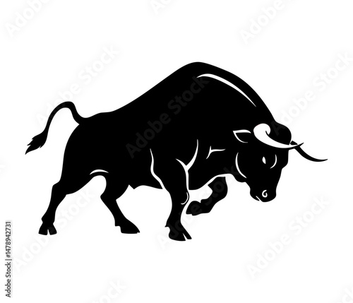 strong black bull vector illustration