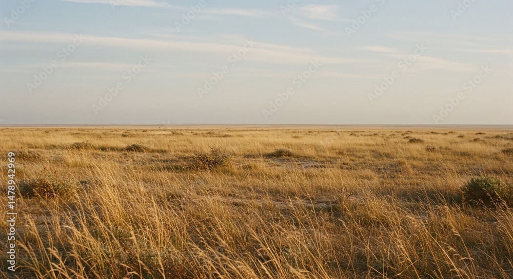 Golden Grasslands Serene Landscape of Dry Prairie Golden Grasslands Serene Landscape of Dry Prairie