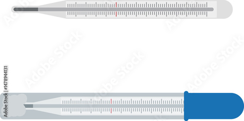 昔の水銀を使った体温計のイメージ素材セット