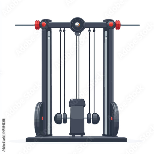 a cable machine exercise with weights in view