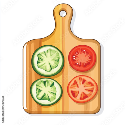 chopping board with sliced vegetables
