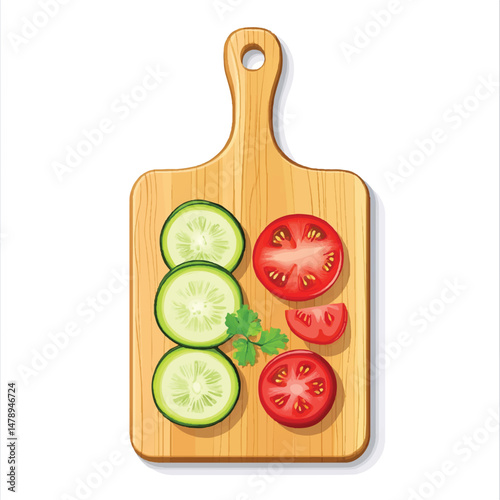 chopping board with sliced vegetables
