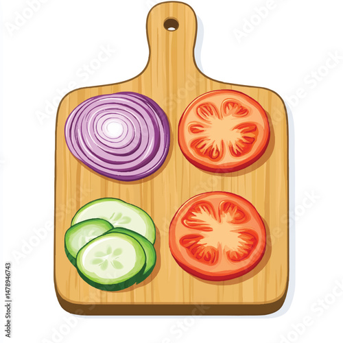 chopping board with sliced vegetables