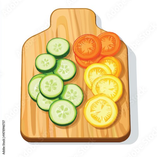 chopping board with sliced vegetables