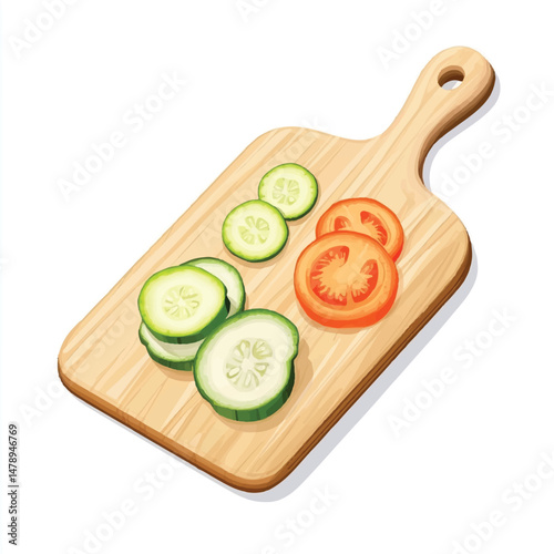 chopping board with sliced vegetables
