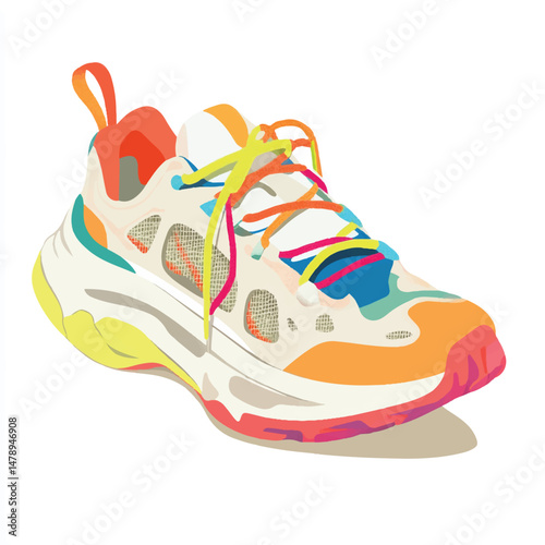 chunky sneakers with bright laces