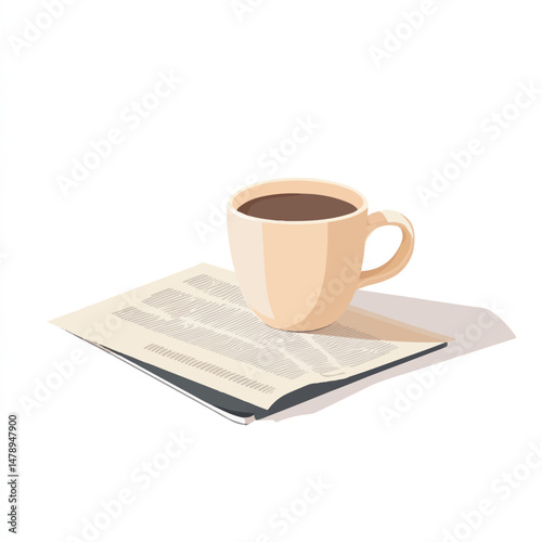 coffee mug and newspaper on a breakfast table