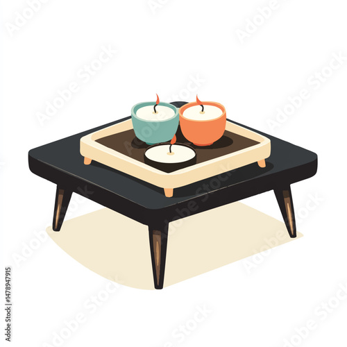 Coffee table with candles and a tray
