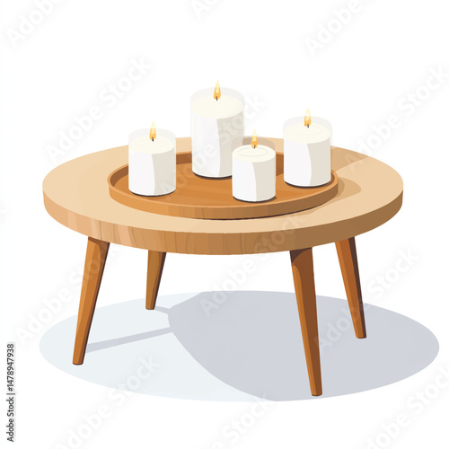Coffee table with candles and a tray