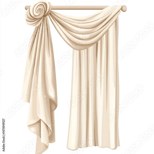 curtain tied to one side with gentle folds