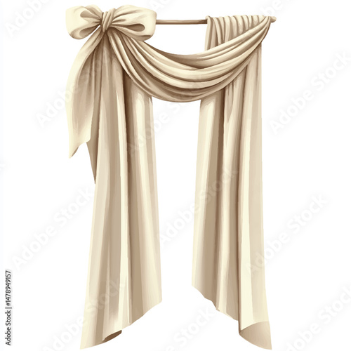 curtain tied to one side with gentle folds