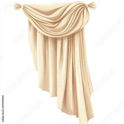 curtain tied to one side with gentle folds