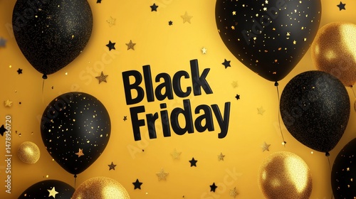 Black Friday Sale Banner on Yellow Background Flat Design Vector for Digital Marketing Banners and Sale Promotions.