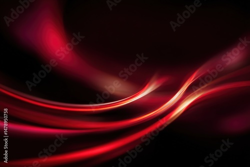 Dynamic abstract red and black wave lines.