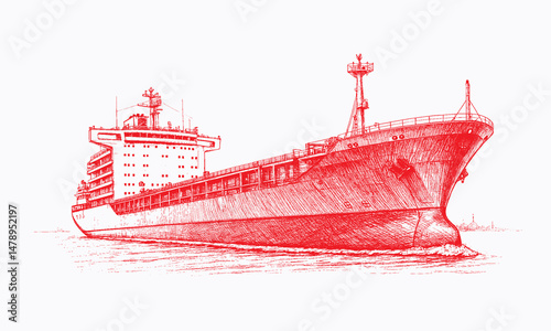 Shipping Container Ship Line Drawing