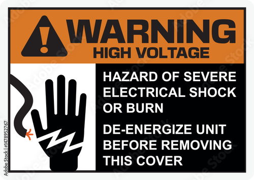 High Voltage Hazard Warning Sign ANSI Safety Notice for Electrical Shock and Burn Prevention