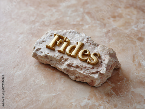 A stone slab with the word 