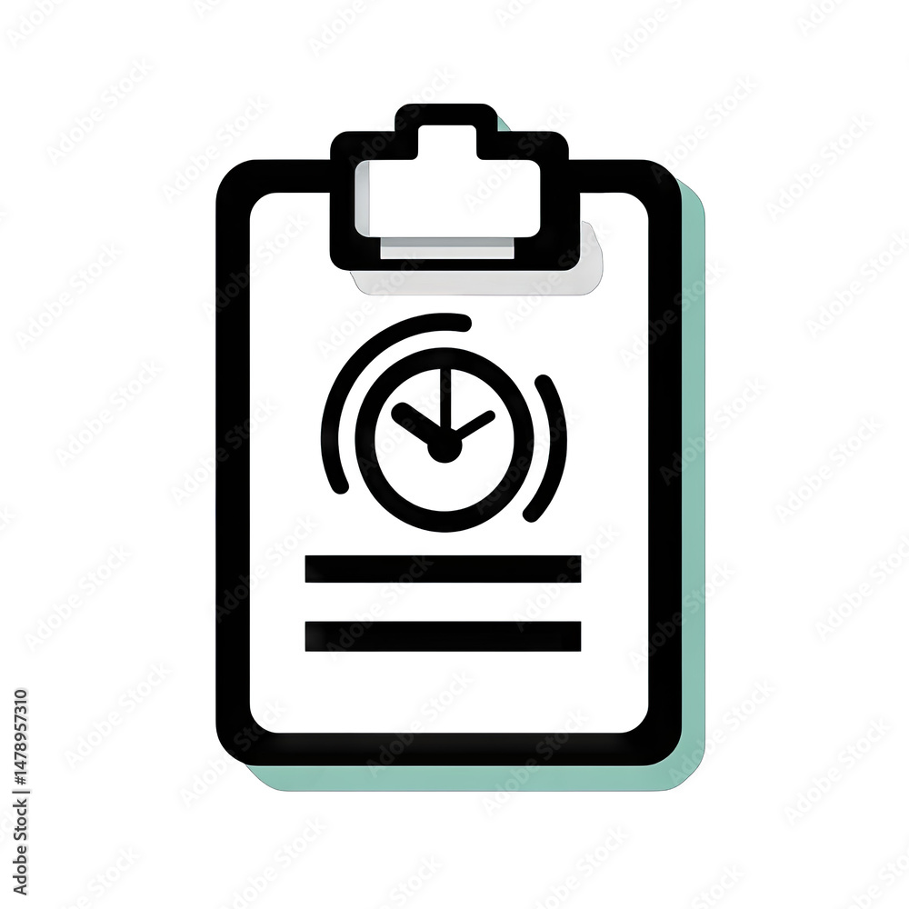 A Black And White Icon Of A Clipboard With A Clock Inside And Lines Underneath The Icon Has A Transparent Background With A Light Green Shadow A Black And White Icon Of A Clipboard With A Clock Inside And Lines Underneath The Icon Has A Transparent Background With A Light Green Shadow