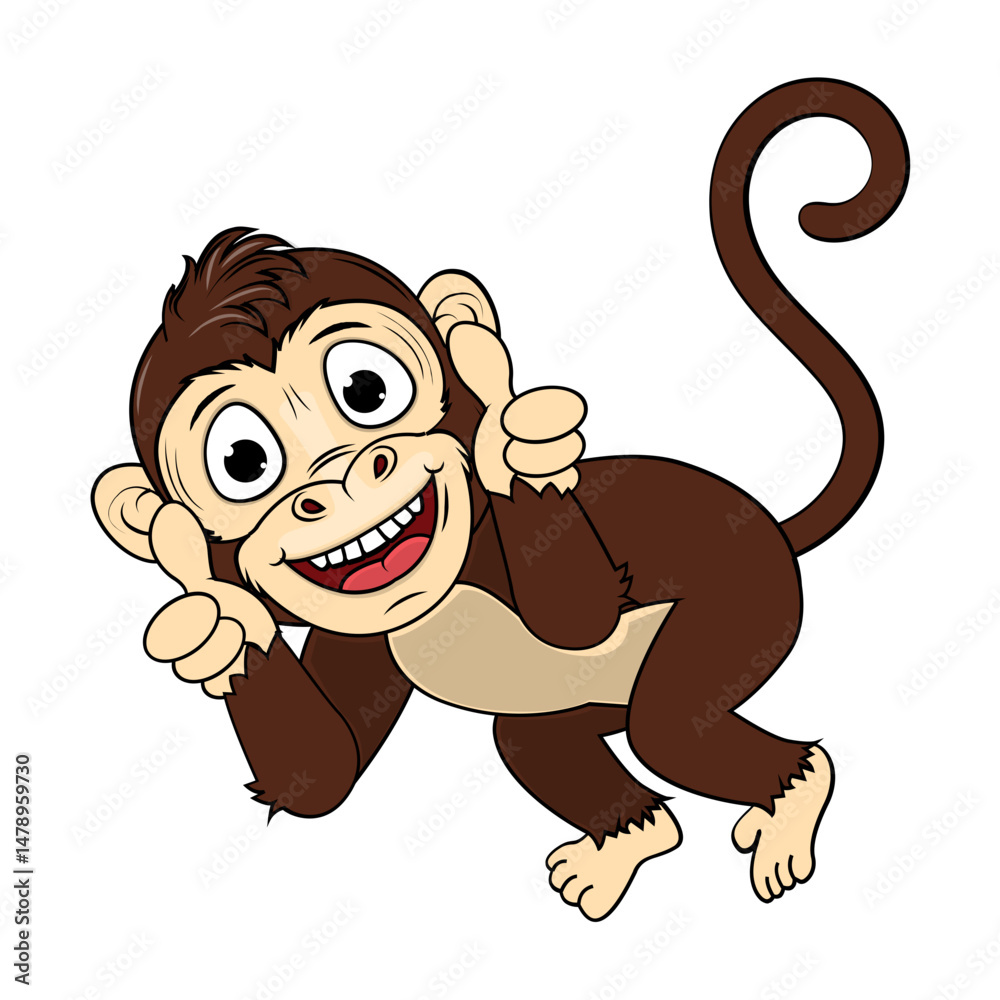 Fototapeta premium Cute Monkey Animal Cartoon Illustration
