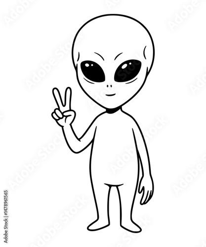 Alien giving peace sign