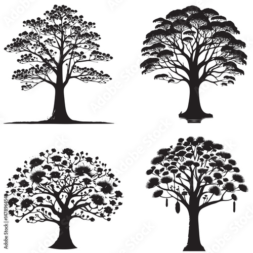 Kapok Tree Silhouette set 