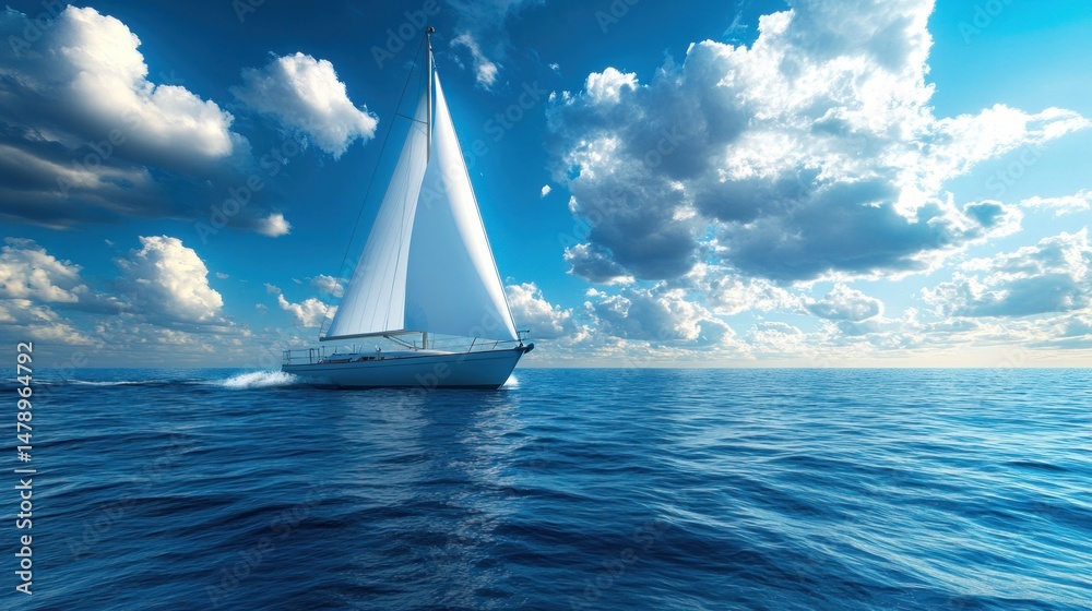 Obraz premium Majestic Sailboat Gliding Across a Serene Ocean Under a Dramatic Sky