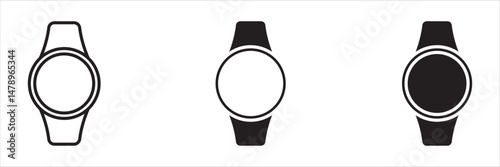 Smart watches linear icon set. Wearable electronic devices. Simple outlined icons, Smartwatch design symbol for apps and websites. Vector illustration