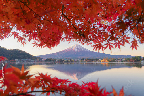 Autumn foliage with Mount Fuji, Japan landscape in fall