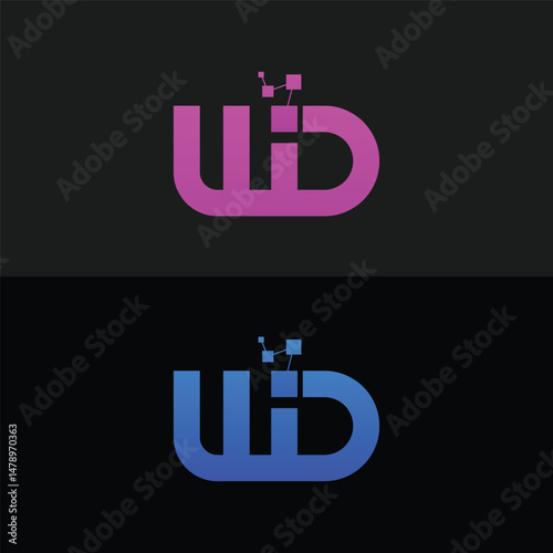 Abstract WD Digital Tech Monogram Logo