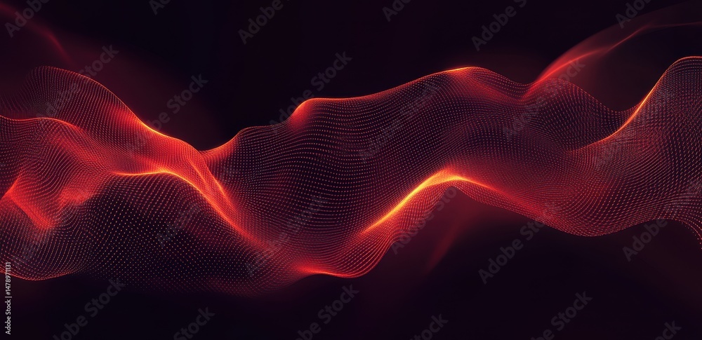 Obraz premium Abstract design of red wavy lines on dark background.
